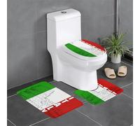 Fgwaauh Roman Colosseum Italian Flag Bathroom Rug Mat Set 3 Piece, Non-Slip Soft Carpet Mats, U-Shaped Toilet For Bathroom, Tub, Shower