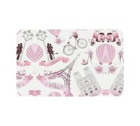 Fgwaauh Romantic Paris Butterfly Eiffel Diatomaceous Earth Shower Mat, Non-Slip Super Absorbent Quick Drying Bathroom Floor Mat
