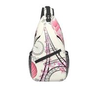 Fgwaauh Romantic Paris Eiffel Tower Bycicle Large Crossbody Pack Sling Bag Travel Hiking Chest Backpack For Women Men One Size