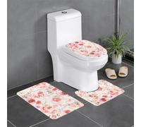 Fgwaauh Soft Color Pale Faded Mix Of Roses Bathroom Rug Mat Set 3 Piece, Non-Slip Soft Carpet Mats, U-Shaped Toilet For Bathroom, Tub, Shower