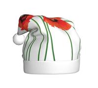 Fgwaauh Spring Red Flowers Santa Hat, Christmas Hat,For Xmas New Year Christmas Party, Christmas New Year Festive Holiday Party Supplies