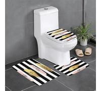 Fgwaauh Stripe Don'T Kill My Vibe Bathroom Rug Mat Set 3 Piece, Non-Slip Soft Carpet Mats, U-Shaped Toilet For Bathroom, Tub, Shower