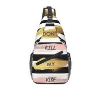 Fgwaauh Stripe Don'T Kill My Vibe Large Crossbody Pack Sling Bag Travel Hiking Chest Backpack For Women Men One Size