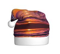 Fgwaauh Sunset Ocean With Tropical Palm Trees Twilight Scenery Santa Hat, Christmas Hat,For Xmas New Year Christmas Party, Christmas New Year Festive Holiday Party Supplies