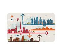 Fgwaauh Tourism City Diatomaceous Earth Shower Mat, Non-Slip Super Absorbent Quick Drying Bathroom Floor Mat