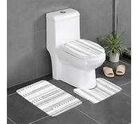Fgwaauh Triangle Stripes Bohemian Pattern Bathroom Rug Mat Set 3 Piece, Non-Slip Soft Carpet Mats, U-Shaped Toilet For Bathroom, Tub, Shower