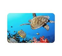 Fgwaauh Turtle With Colorful Fishes Under Sea Diatomaceous Earth Shower Mat, Non-Slip Super Absorbent Quick Drying Bathroom Floor Mat