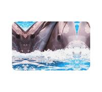 Fgwaauh Two Dolphins In The Water Diatomaceous Earth Shower Mat, Non-Slip Super Absorbent Quick Drying Bathroom Floor Mat