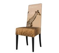 Fgwaauh Two Giraffe Running On The Barren Dining Chair Covers,Removable Washable Kitchen Dining Room Chair Slipcovers For Universal Fit,For Home,Restaurant,Banquet