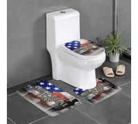 Fgwaauh Us Military Soldiers Patriotic Memorial Day Bathroom Rug Mat Set 3 Piece, Non-Slip Soft Carpet Mats, U-Shaped Toilet For Bathroom, Tub, Shower