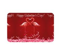 Fgwaauh Valentine Day Flamingo Love Heart Diatomaceous Earth Shower Mat, Non-Slip Super Absorbent Quick Drying Bathroom Floor Mat