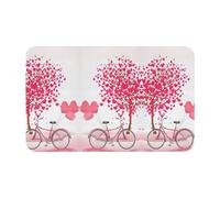 Fgwaauh Valentine'S Day Romantic Heart Trees Bicycle Diatomaceous Earth Shower Mat, Non-Slip Super Absorbent Quick Drying Bathroom Floor Mat