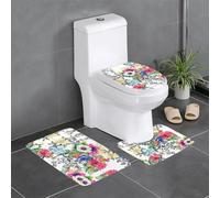 Fgwaauh Vivid Colorful Garden Bathroom Rug Mat Set 3 Piece, Non-Slip Soft Carpet Mats, U-Shaped Toilet For Bathroom, Tub, Shower