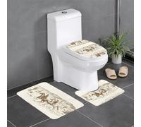 Fgwaauh West Desert Cactus With Cowboys Riding Horses Bathroom Rug Mat Set 3 Piece, Non-Slip Soft Carpet Mats, U-Shaped Toilet For Bathroom, Tub, Shower