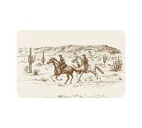 Fgwaauh West Desert Cactus With Cowboys Riding Horses Diatomaceous Earth Shower Mat, Non-Slip Super Absorbent Quick Drying Bathroom Floor Mat