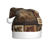 Fgwaauh Wild Animals Retro Farmhouse Santa Hat, Christmas Hat,For Xmas New Year Christmas Party, Christmas New Year Festive Holiday Party Supplies