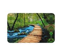 Fgwaauh Wooden Bridge Stream Water Diatomaceous Earth Shower Mat, Non-Slip Super Absorbent Quick Drying Bathroom Floor Mat