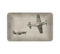 Fgwaauh World War 2 Aircraft Airplane Diatomaceous Earth Shower Mat, Non-Slip Super Absorbent Quick Drying Bathroom Floor Mat