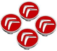 FGXBD 4Pcs 60mm Alloy Car Hub Centre Caps for Citroen DS3 DS4 DS6, Water/Rust/DustProof Wheel Centre Covers with Badge Decoration,Red