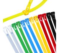 Fgxcjd 100 PCS 12 Inch Color Releasable Cable Zipper Ties, Adjustable Reusable 50 Lbs Tensile Strength Nylon Plastic Cable Ties for Indoor and Outdoor Multipurpose (Multicolor)