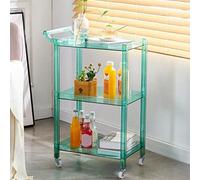 FGXHHS 3 Tier Clear Acrylic Rolling Bar Cart with Handle and Wheels for Kitchen Dining Living Room Multifunctional Storage Organizer Mobile Wine Rack