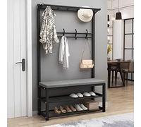 FGXHHS 4-in-1 Entryway Hall Tree & Coat Rack with Shoe Bench, Freestanding 10-Hook, 2-Tier Storage for 6-8 Pairs, Easy Assembly Home Hallway