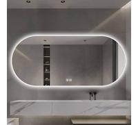 FGXHHS 48x24inch Oval Lighted Mirror for Bathroom, 3 Colors Illuminated LED Vanity, Wall Mounted, Anti-Fog, Shatter-Proof, Touch Control, Frontlit/Backlit(Backlit,36"x24")