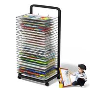 FGXHHS Art Drying Rack - Classroom Paint Rack, Mobile Storage Metal Artwork Display with Wheels for Studio and Home Use. Black Powder Coat,20 Shelves