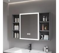 FGXHHS Bathroom led mirror with storage,Vanity defogger,Smart medicine cabinet for bathroom,Space aluminum,lighted bathroom,with Touch Switch,HD Mirror (Colo