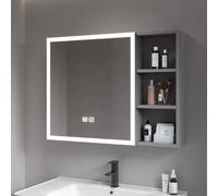 FGXHHS Bathroom led mirror with storage,Vanity defogger,Smart medicine cabinet for bathroom,Space aluminum,lighted bathroom,with Touch Switch,HD Mirror (Colo