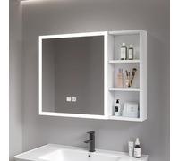 FGXHHS Bathroom led mirror with storage,Vanity Mirror Cabinet defogger,Smart medicine cabinet for bathroom,Space aluminum,lighted cabinets bathroom,with Touch Switch,HD Mi
