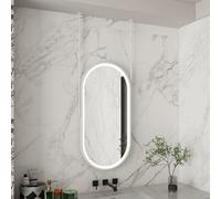 FGXHHS Bathroom Mirror with LED Lights，Oval Ceiling Hanging 3 Colours Dimmable，Illuminated Vanity Makeup Mirrors Wall Mounted Double Boom，White(50cmx60cm)