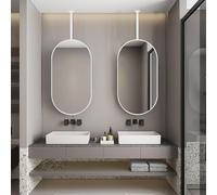 FGXHHS Bathroom Vanity Mirror, Oval Hanging Pole Mirror on the Ceiling, Wall Mounted for Entryway Living Room Bedroom, Modern Simple with Metal Frame - Boom can be Customizable(40cmx60cm)