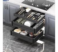 FGXHHS Cabinet Pull Out Shelves, Slide Kitchen Storage Shelves Organizer Gliding Cupboard Shelf (Color : Noir, Size 850)