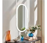 FGXHHS Ceiling Hanging Mirror with Metal Framed｜Oval Vanity Wall Mounted Mirrors LED Bathroom Lights｜Modern Decor for Bedroom，Dressing Table，Hallway(40cmx60cm)