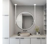 FGXHHS Ceiling Hanging Round Mirror, Wall Mounted Makeup Mirror with Metal Frame Bathroom Vanity Glass Floating Decorative Mirrors Double Booms for Entryway, Living Room(Diameter-60CM/23.