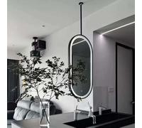 FGXHHS Ceiling Mounted Mirrors, LED Oval Metal Framed Bathroom Mirrors for Vanity, Home or Hotel Floating Decorative Hanging Mirror with Customizable Boom(40cmx60cm)