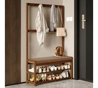 FGXHHS Entryway Coat Rack with Upholstered Bench Seat and Shoe Storage, 3-in-1, Wooden Hall Tree Hook,Elegant Legs, Hallway Hanger for Living Room, Bedroom