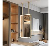 FGXHHS Gold for Wall，Ceiling Hanging Vanity Metal Frame LED Illuminated Mirrors with Double Boom，Modern Home Decorative Glass Mirrors，3 Colors Dimmable Light(40cmx70cm)