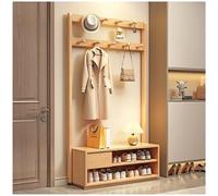 FGXHHS Hall Tree for Entryway, 5-in-1 Storage Bench with Drawer, Hooks Coat Rack Cloth and Shoe Shelf Small Spaces, Bedroom, Apartment, Retro Brown(C,L60*W33CM/L23.6*W12.9IN)