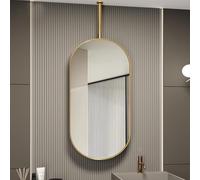FGXHHS Hanging Pole Mirror on the Ceiling, Floating Simple Glass with Metal Frame and Boom - can be Customized, Wall Bathroom Vanity Makeup Modern Shaving Mirror(40cmx60cm)