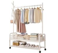 FGXHHS Industrial Coat Rack Stand with Shoe Storage, Sturdy Steel Frame, Hall Tree Hooks & Shelves, Mobile Clothes on Castors, 90/120CMx35CMx176CM, Supports 100kg