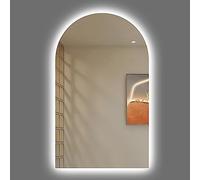 FGXHHS - Irregular Arch Frameless HD Glass with LED Light, 3 Colour Modes & Smart Touch Button, 40x80cm/15.7x31.5in Wall Mounted Vanity for Hanging Decorative