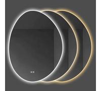 FGXHHS Irregular Oval - Large Asymmetrical Vanity Mirror, 3 Colors Dimmable One Touch Smart Anti-Fog, 70x90cm HD Glass Explosion Proof, Wall Mounted Makeup for