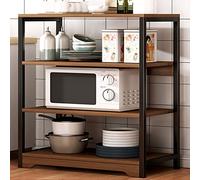 FGXHHS Kitchen Storage Rack,Open ShelfLarge Capacity Practical Rack Utility Microwave Bracket Cart Workstation Coffee (Color : Black, Size 60X30X100cm)