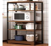 FGXHHS Kitchen Storage Rack,Open ShelfLarge Capacity Practical Rack Utility Microwave Bracket Cart Workstation Coffee (Color : Black, Size 60X30X126cm)