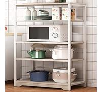 FGXHHS Kitchen Storage Rack,Open ShelfLarge Capacity Practical Rack Utility Microwave Bracket Cart Workstation Coffee (Color : White, Size 60X30X126cm)