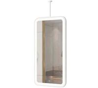 FGXHHS Large Glass White Rectangular Mirror with Metal Pole, Ceiling Hanging Bathroom LED Vanity Makeup Mirrors, Framed Wall Mirrors for Home Decor(40cmx70cm)
