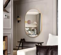 FGXHHS Large Modern Oval Mirror, Frame Wall Mirror Metal HD Glass Suitable for Makeup Bathroom Living Room, Matte Rust-proof Hanging, Tempered