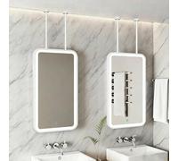 FGXHHS LED Bathroom Mirror for Ceiling Hanging｜Rectangle Makeup Dressing Metal Framed Wall Mounted Mirrors｜Floating Suspended Mirrors Home or Hotel(50cmx70cm)